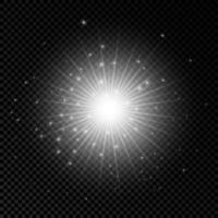 licht effect van lens fakkels. wit gloeiend lichten starburst Effecten met sparkles Aan een transparant achtergrond. vector illustratie