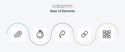 eenvoudig ui elementen lijn 5 icoon pak inclusief pijl. pin. horloge. papier. Rechtsaf vector