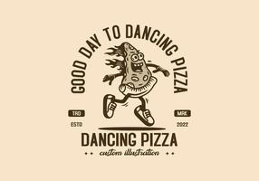mascotte illustratie ontwerp van dansen pizza vector