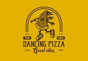 mascotte illustratie ontwerp van dansen pizza vector