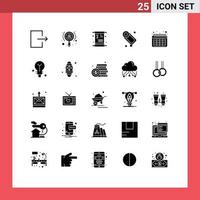 universeel icoon symbolen groep van 25 modern solide glyphs van tijd kalender geluk zeep bad bewerkbare vector ontwerp elementen