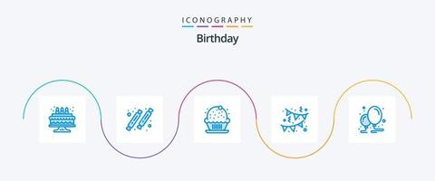 verjaardag blauw 5 icoon pak inclusief decoratie. ballon. verjaardag. feest. verjaardag vector