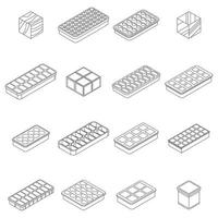 ijs kubus dienbladen pictogrammen reeks vector schets