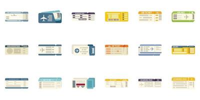 vliegtickets pictogrammen instellen platte vector. reis reis vector