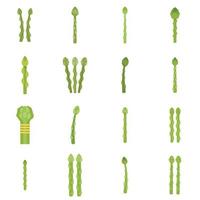 asperges pictogrammen instellen platte vector. eten koken vector