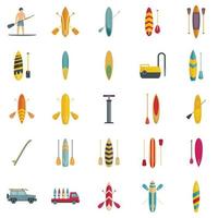 sup surfen pictogrammen instellen platte vector. surfplank vector