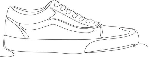 doorlopend lijn kunst tekening van schoenen in zwart en wit vector