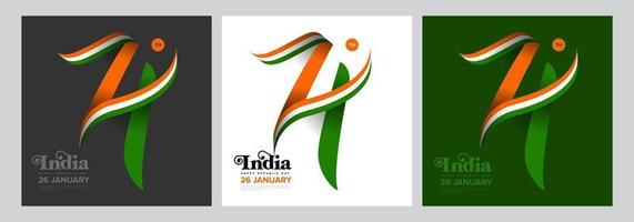 74 th Indië republiek dag vlag aantal vector voor groet kaart, achtergrond, poster, banier reeks verzameling