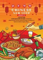hand- getrokken realistisch illustratie van Chinese nieuw jaar avondeten viering vector