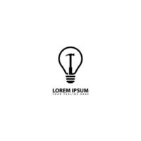 silhouet logo creatief innovatie licht lamp met een hamer symbool vector