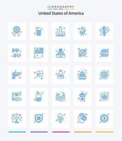 creatief Verenigde Staten van Amerika 25 blauw icoon pak zo net zo dier. grillen. mijlpaal. barbecueën. Washington vector