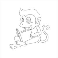 een aap lezing voor kleur boek in vector illustratie