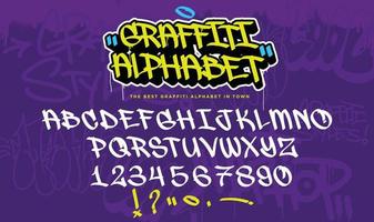 een reeks van graffiti alfabet. koel digitaal graffiti lettertype. vector