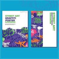 modern graffiti kunst poster of folder ontwerp met kleurrijk labels, Gooi omhoog. hand getekend abstract graffiti illustratie vector in straat kunst thema