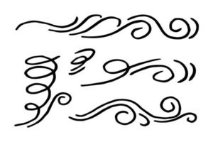 hand getrokken wind doodle set, vectorillustratie. vector