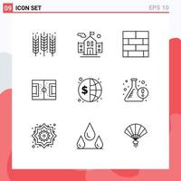 9 gebruiker koppel schets pak van modern tekens en symbolen van financiën toonhoogte bakstenen lay-out spel veld- bewerkbare vector ontwerp elementen