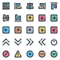 gevulde kleur schets pictogrammen voor teken en symbool. vector