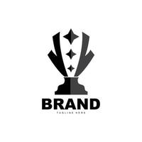 trofee logo ontwerp, prijs winnaar kampioenschap trofee vector, succes merk vector
