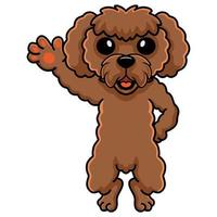 schattig speelgoed- poedel hond tekenfilm golvend hand- vector