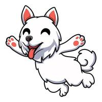 schattig samojeed hond tekenfilm jumping vector
