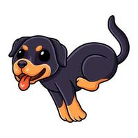 schattig weinig rottweiler hond tekenfilm rennen vector