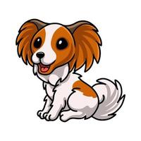 schattig papillon hond tekenfilm zittend vector