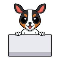 schattig Rat terriër hond tekenfilm Holding blanco teken vector