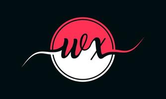 eerste wx brief logo met binnen cirkel in wit en roze kleur. pro vector. vector