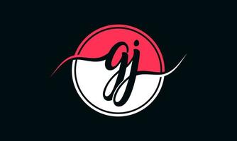 eerste gj brief logo met binnen cirkel in wit en roze kleur. pro vector. vector