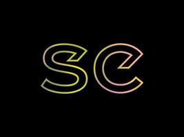 sc brief logo met kleurrijk regenboog structuur vector. pro vector. vector