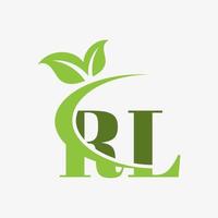 rl brief logo met swoosh bladeren icoon vector. pro vector. vector