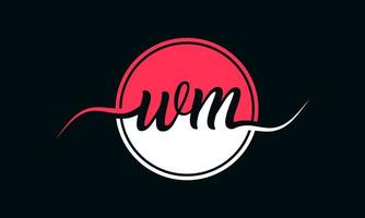 eerste wm brief logo met binnen cirkel in wit en roze kleur. pro vector. vector