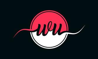 eerste wu brief logo met binnen cirkel in wit en roze kleur. pro vector. vector