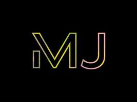 mj brief logo met kleurrijk regenboog structuur vector. pro vector. vector