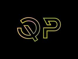 qp brief logo met kleurrijk regenboog structuur vector. pro vector. vector