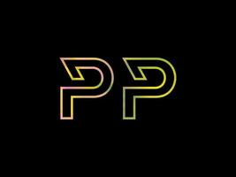 pp brief logo met kleurrijk regenboog structuur vector. pro vector. vector