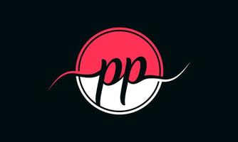 eerste pp brief logo met binnen cirkel in wit en roze kleur. pro vector. vector