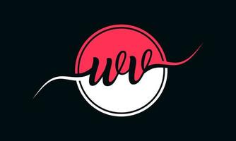 eerste wv brief logo met binnen cirkel in wit en roze kleur. pro vector. vector