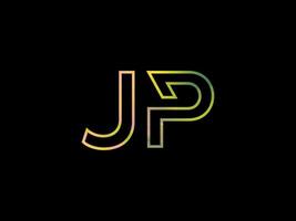 jp brief logo met kleurrijk regenboog structuur vector. pro vector