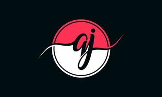 eerste qj brief logo met binnen cirkel in wit en roze kleur. pro vector. vector