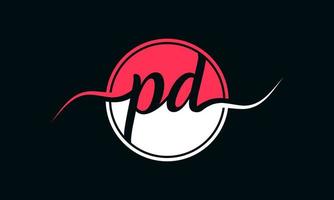 eerste pd brief logo met binnen cirkel in wit en roze kleur. pro vector. vector