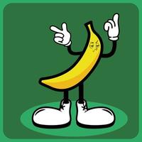 vector illustratie van een tekenfilm banaan karakter met poten en armen