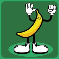 vector illustratie van een tekenfilm banaan karakter met poten en armen