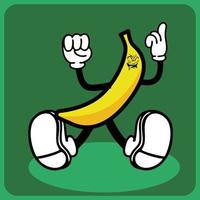 vector illustratie van een tekenfilm banaan karakter met poten en armen