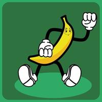 vector illustratie van een tekenfilm banaan karakter met poten en armen