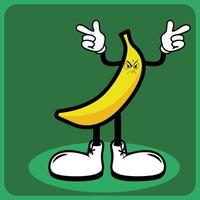 vector illustratie van een tekenfilm banaan karakter met poten en armen