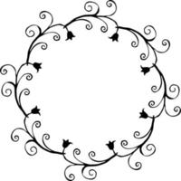 vector illustratie van circulaire bloemen kader ornament in zwart en wit kleuren