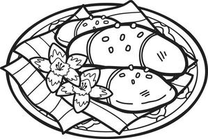 hand- getrokken durian kleverig rijst- of Thais voedsel illustratie vector