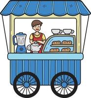 hand- getrokken bakkerij straat voedsel kar illustratie vector