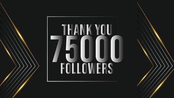 viering 75000 abonnees sjabloon voor sociaal media. 75k volgers dank u vector